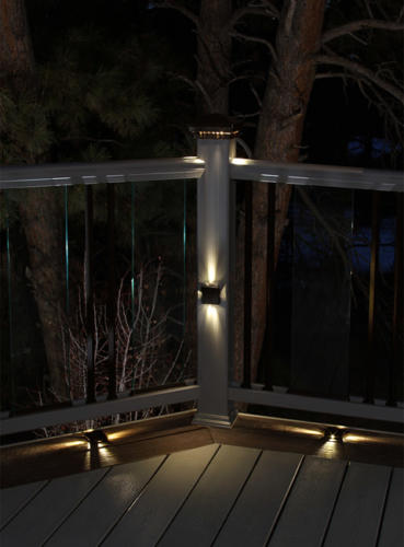 Elite Post Lamps mounted on deck, deck post