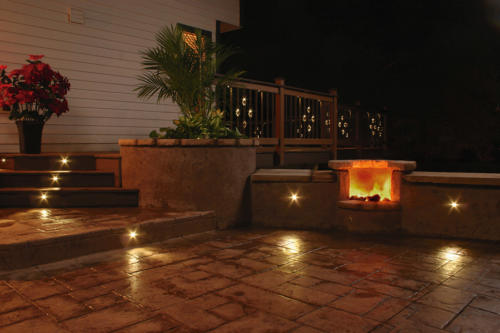 LED patio lighting: DEKOR recessed lights can be embedded in concrete, brick, pavers