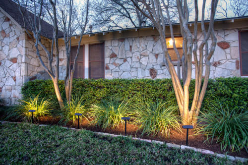 Radiance Landscape Lights from DEKOR illuminate garden beds